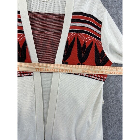 Vintage 70s Orange Southwest Aztec Boho Knitted Cardigan Sweater Size XL - Picture 6 of 9